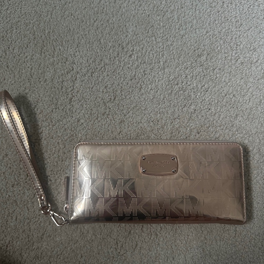 Michael Kors Shiny Metallic Leather Wristlet